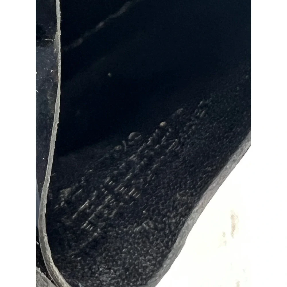 Tory Burch Wedge Sandals Black Patent Leather Logo Slide 8.5